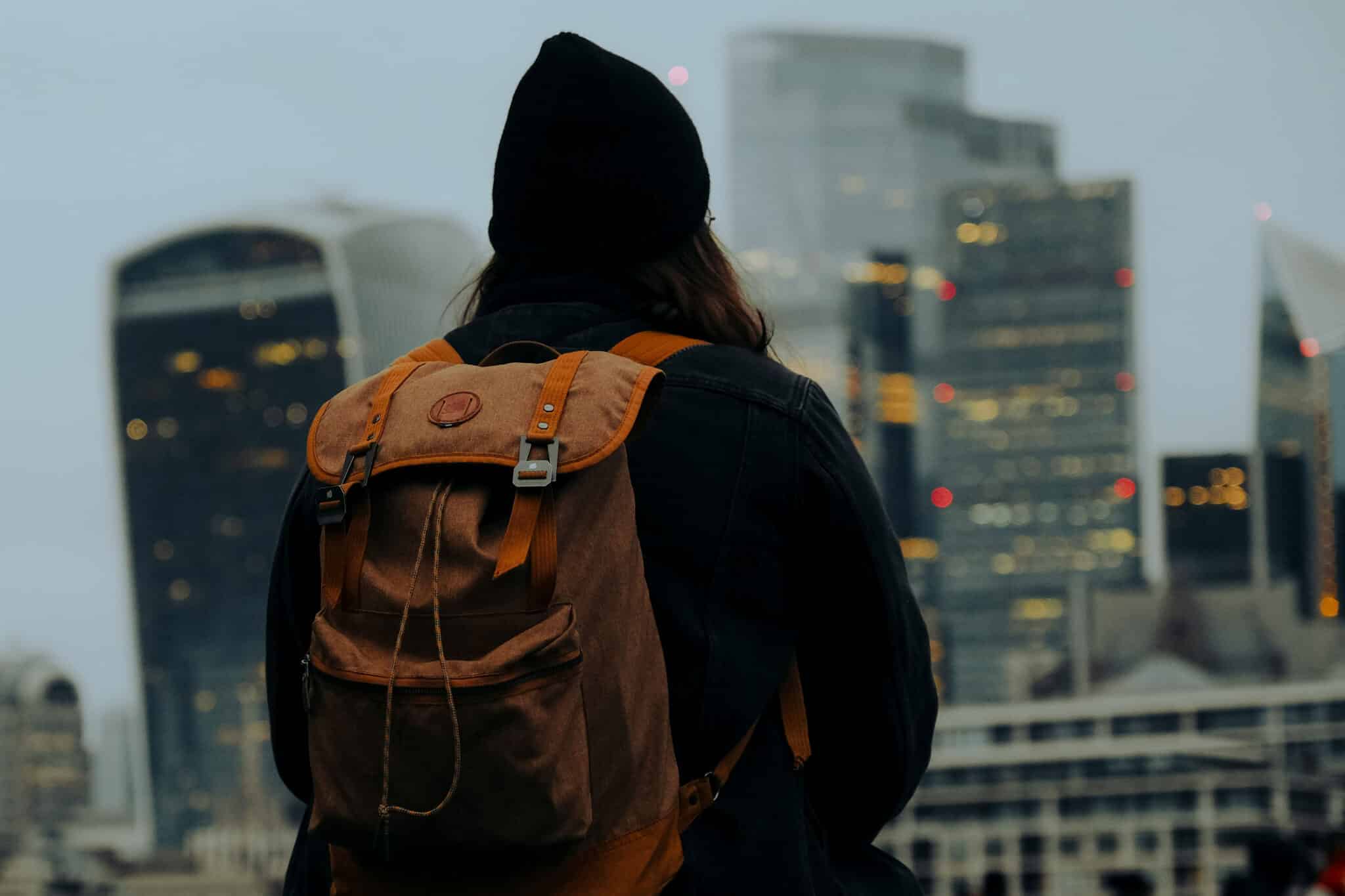 Woman looking at the City of London